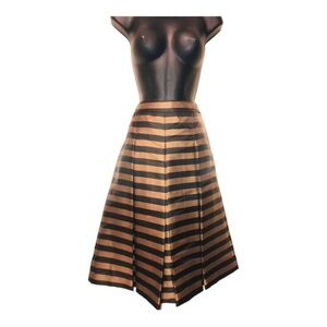 Halogen black & metallic bronze satin effect striped a-line pocketed skirt size4